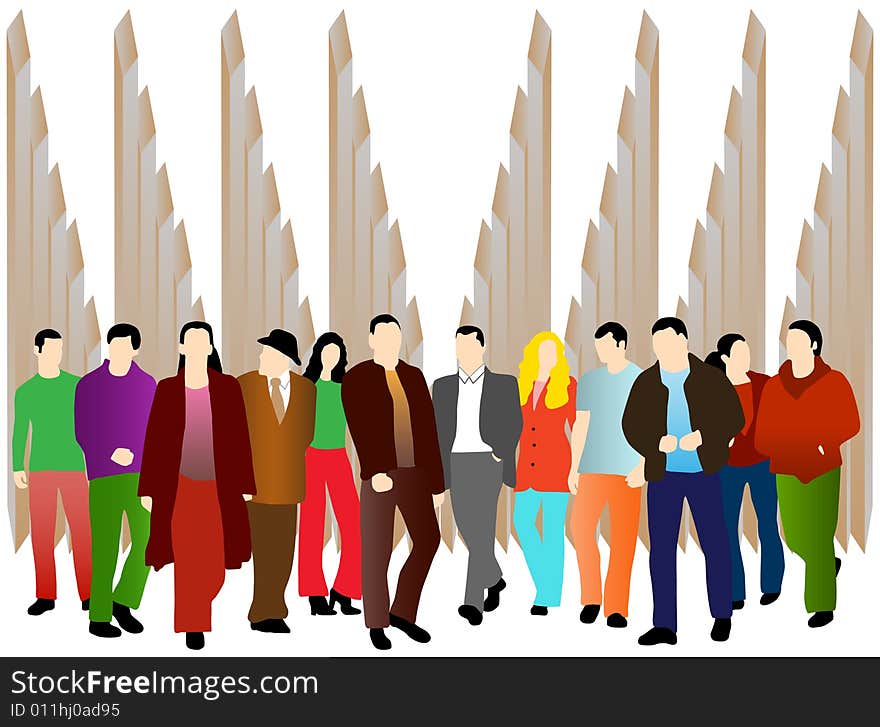 Illustration of business people, colors