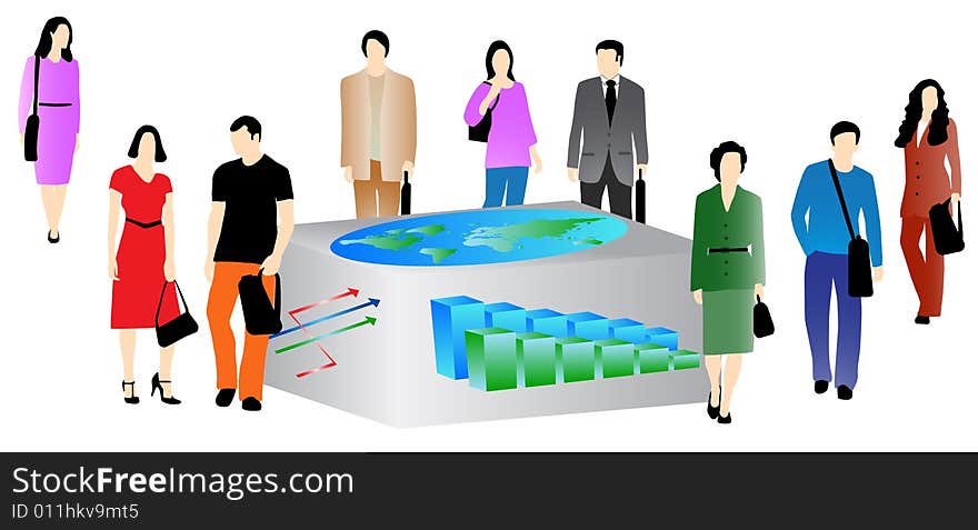 Illustration of business people, colors