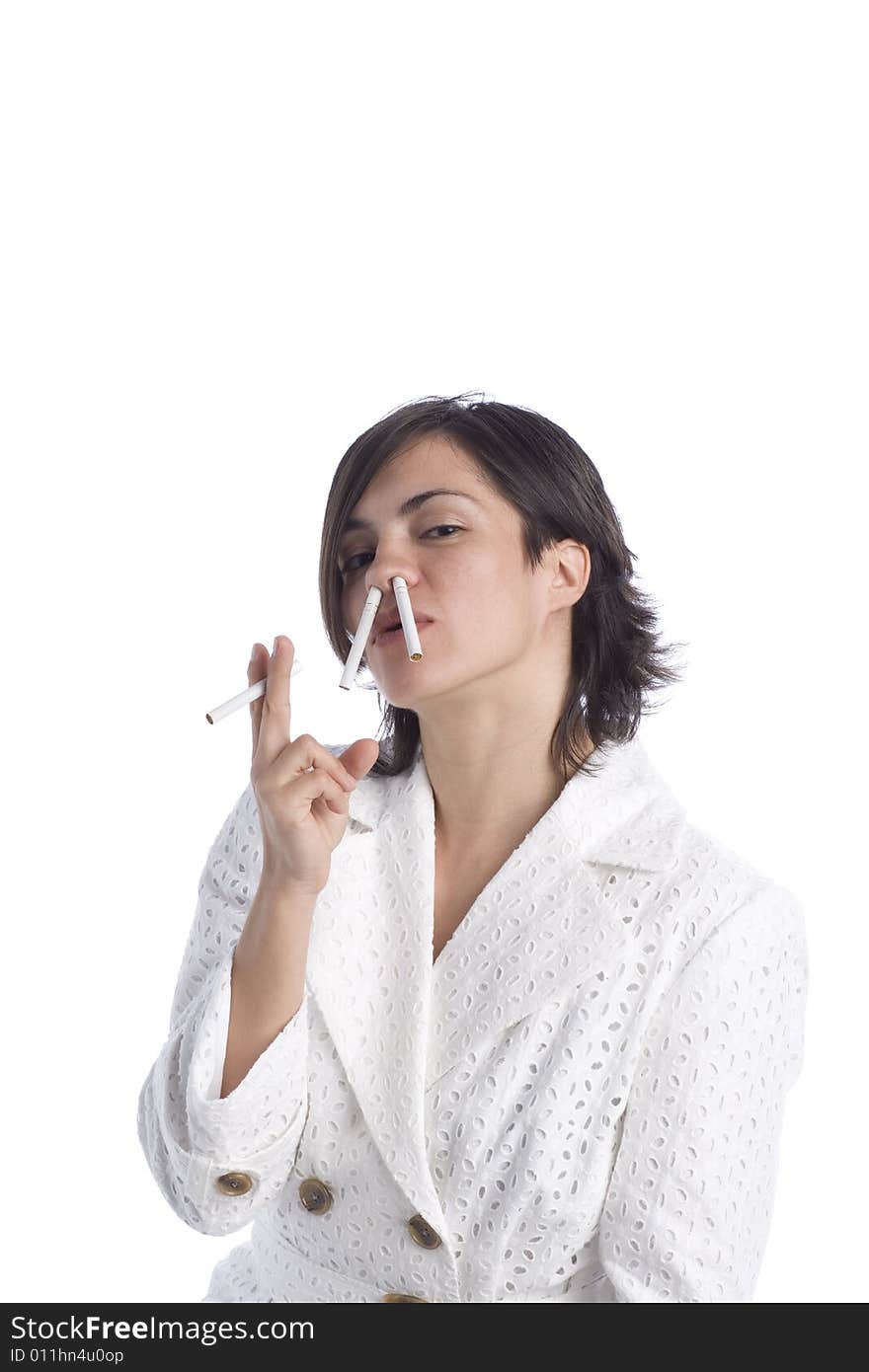 Attractive young Latina with cigarettes