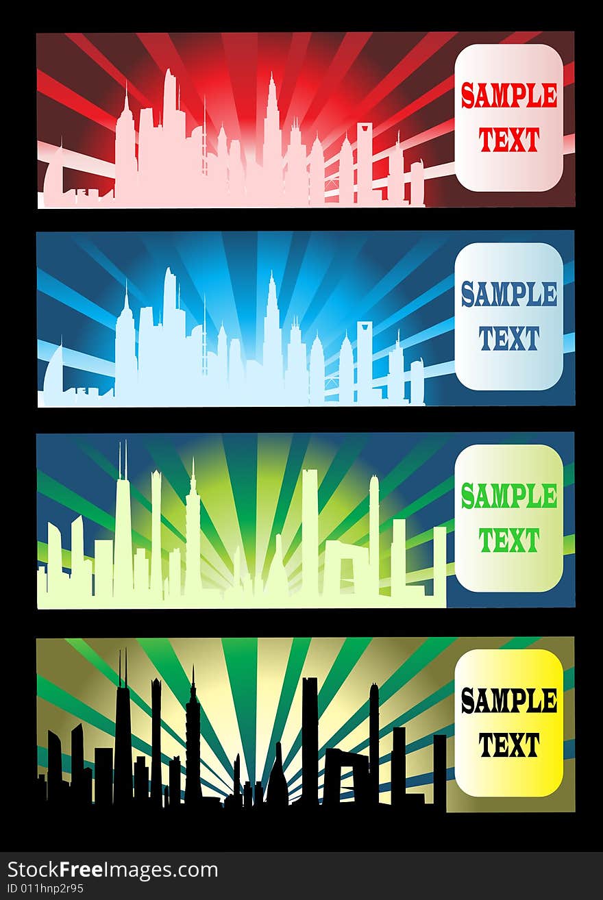 Skyscrapers abstract retro background illustration