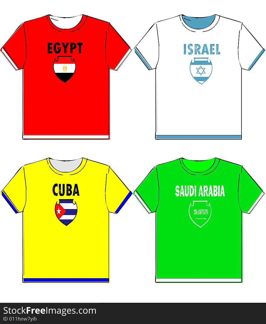 Graphic t shirts with national flags illustration