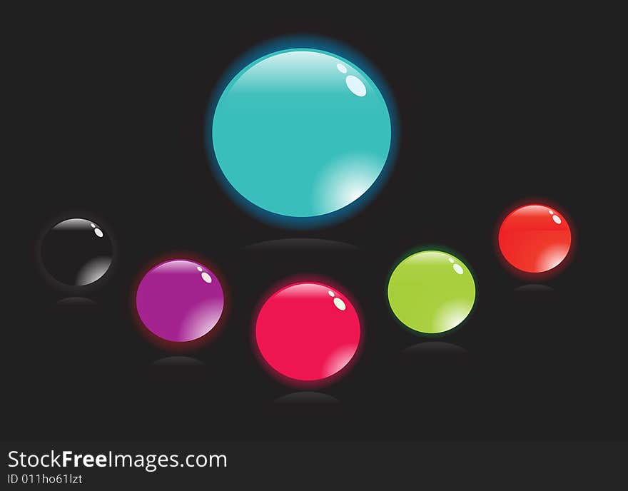 Balls in 6 colors vector illustration