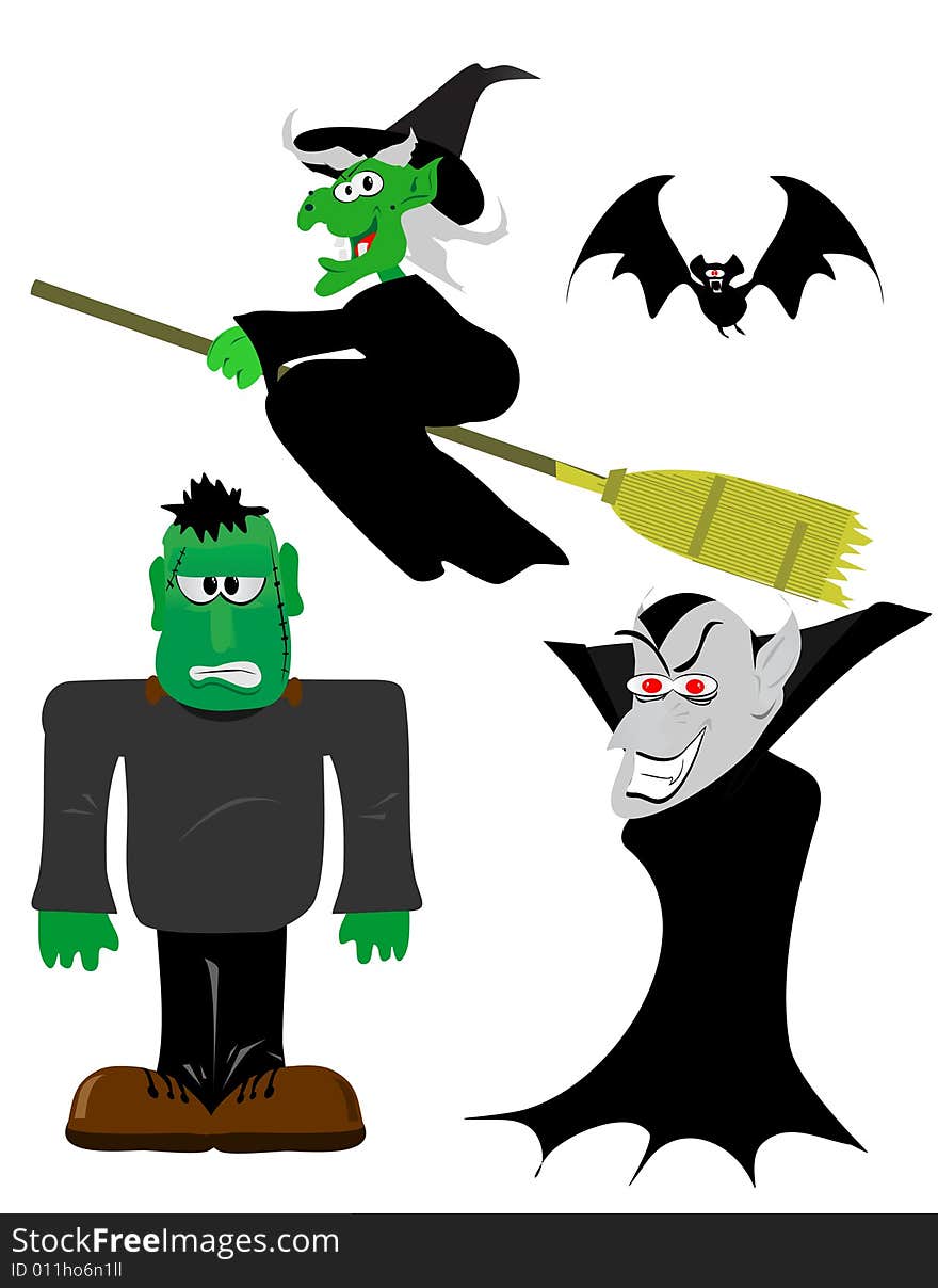 Halloween monster collection vector illustration