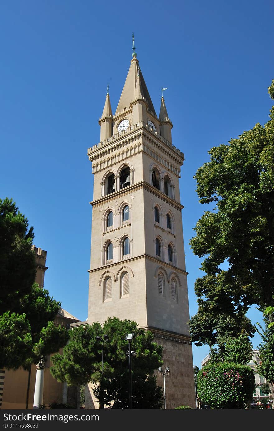 The belltower of cathedral in Messina, Sicily. The belltower of cathedral in Messina, Sicily