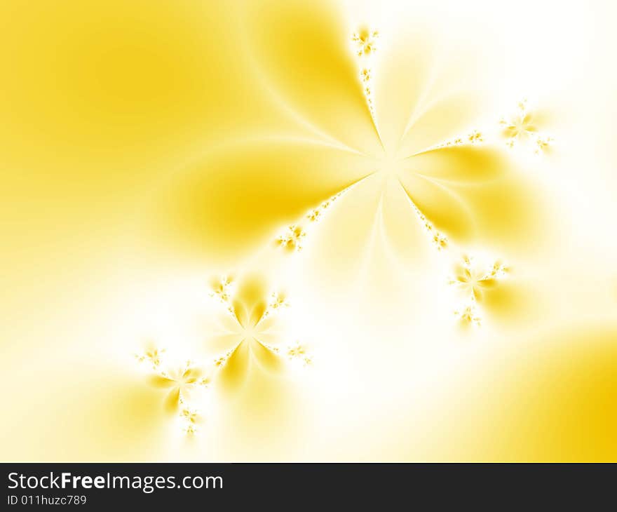 Dreamlike flowers on the yellow background. Dreamlike flowers on the yellow background