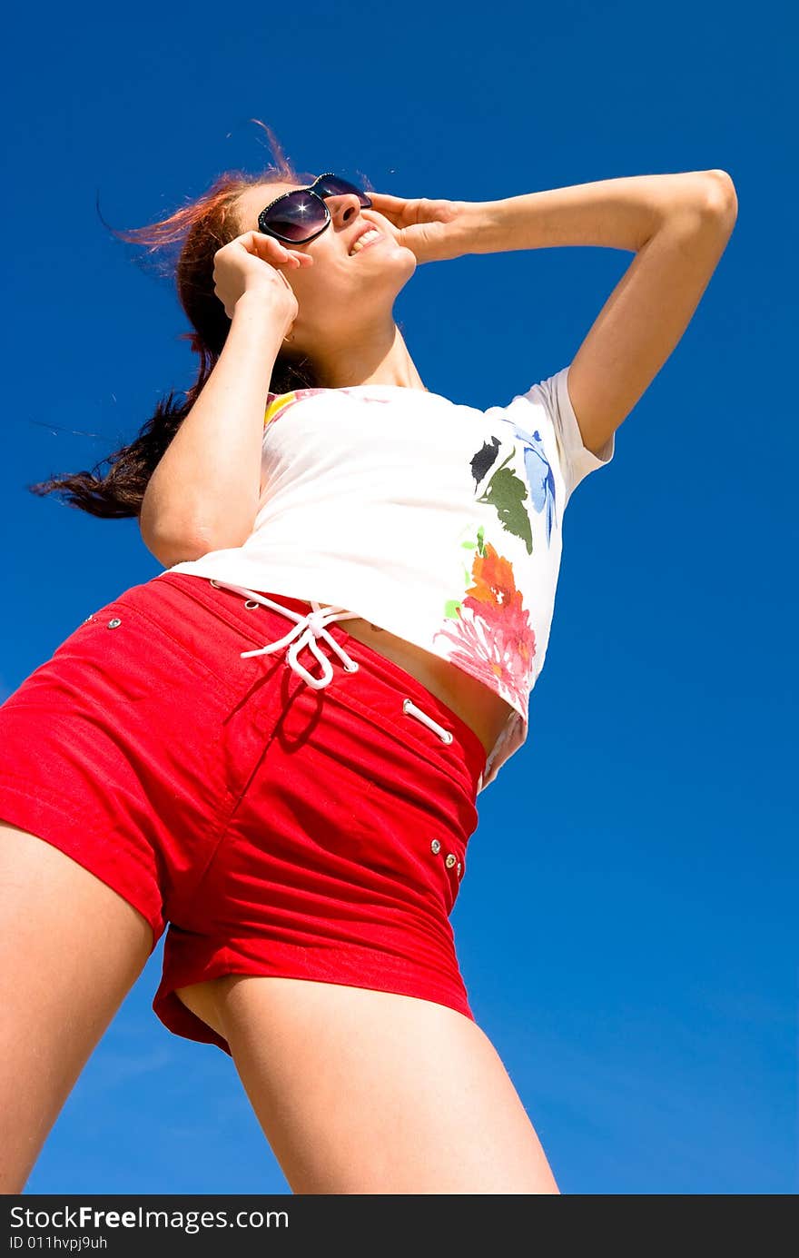 Beautiful girl having fun at the beach