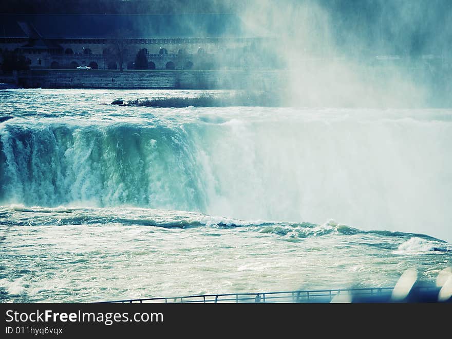 Niagara falls in the winter.