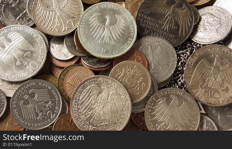 Treasure of different silver coins