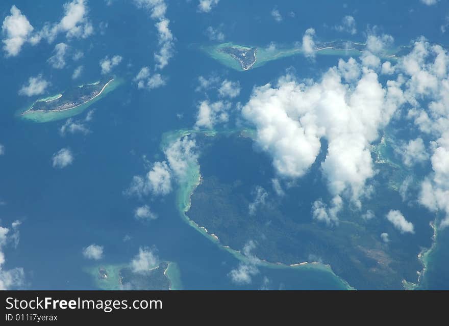 Aerial view from window of airplane