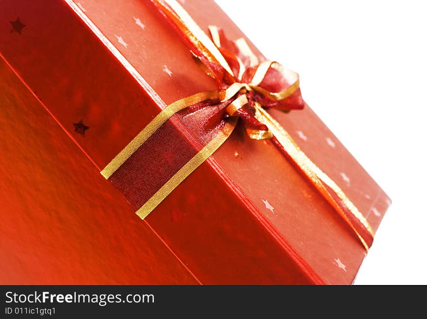 Red box with bow isolated on white background. Red box with bow isolated on white background.