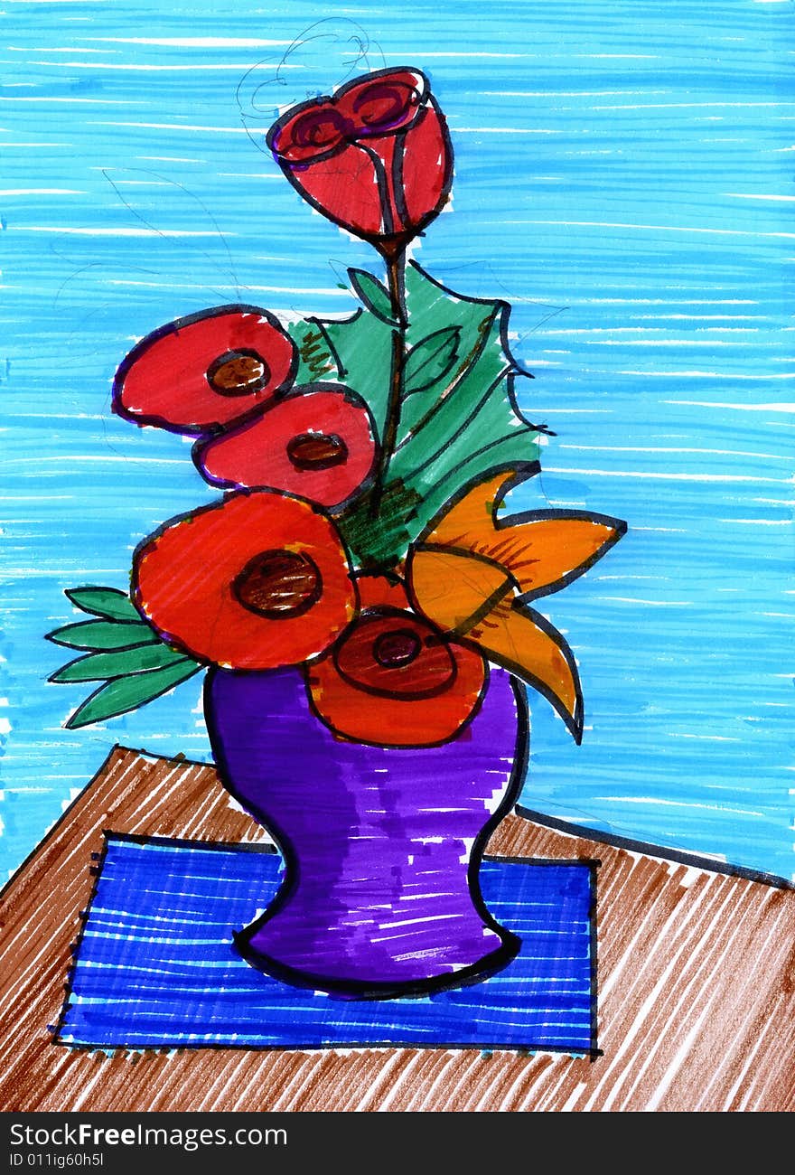 Drawing of a bouquet of flowers