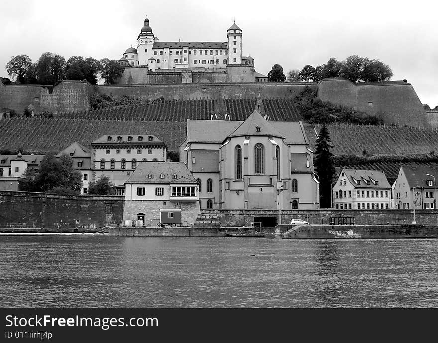 A Black And White River View - Wurtzburg, Germany