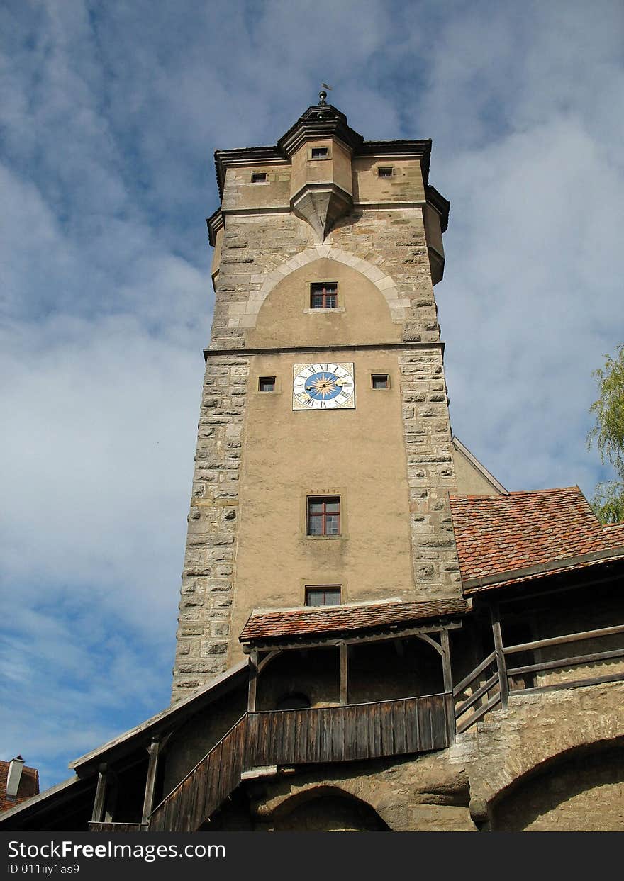 German Castle Tower And October Skies