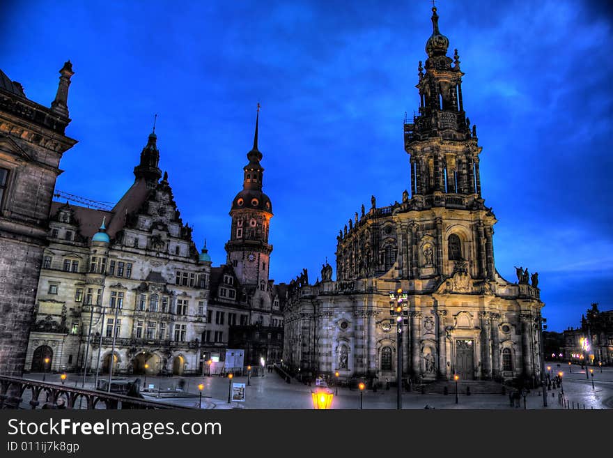 A gorgeous HDR image of a famous cathedral in Dresden, Germany. A gorgeous HDR image of a famous cathedral in Dresden, Germany