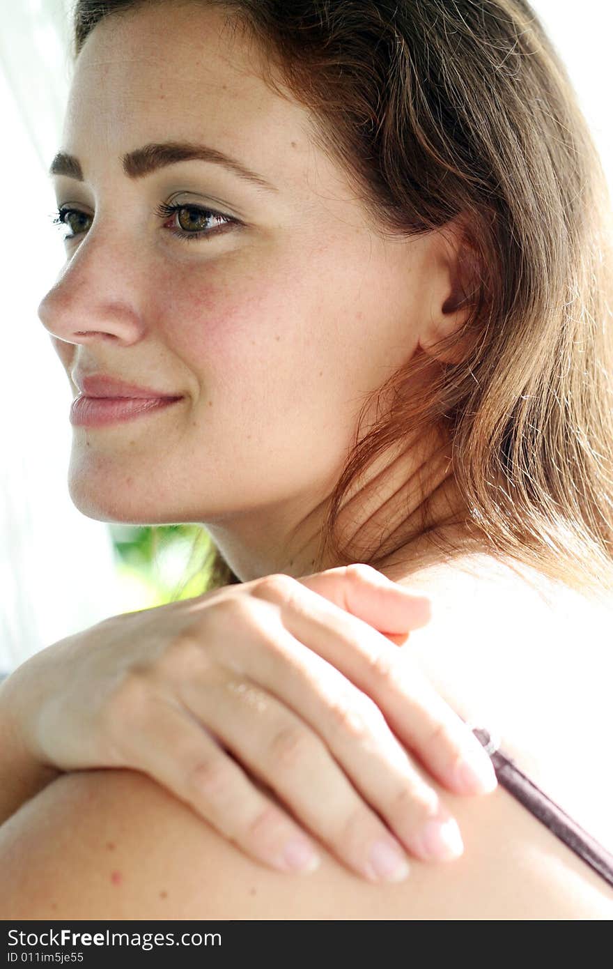 Portrait of a beautiful young brunette woman.