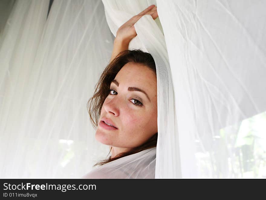 Portrait of a gorgeous young brunette woman.