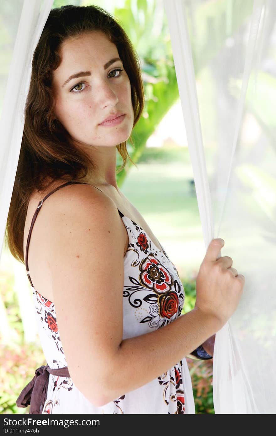 Portrait of a gorgeous young brunette woman.