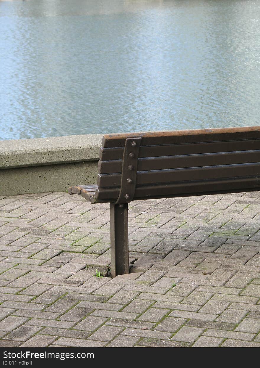 Park bench by the water