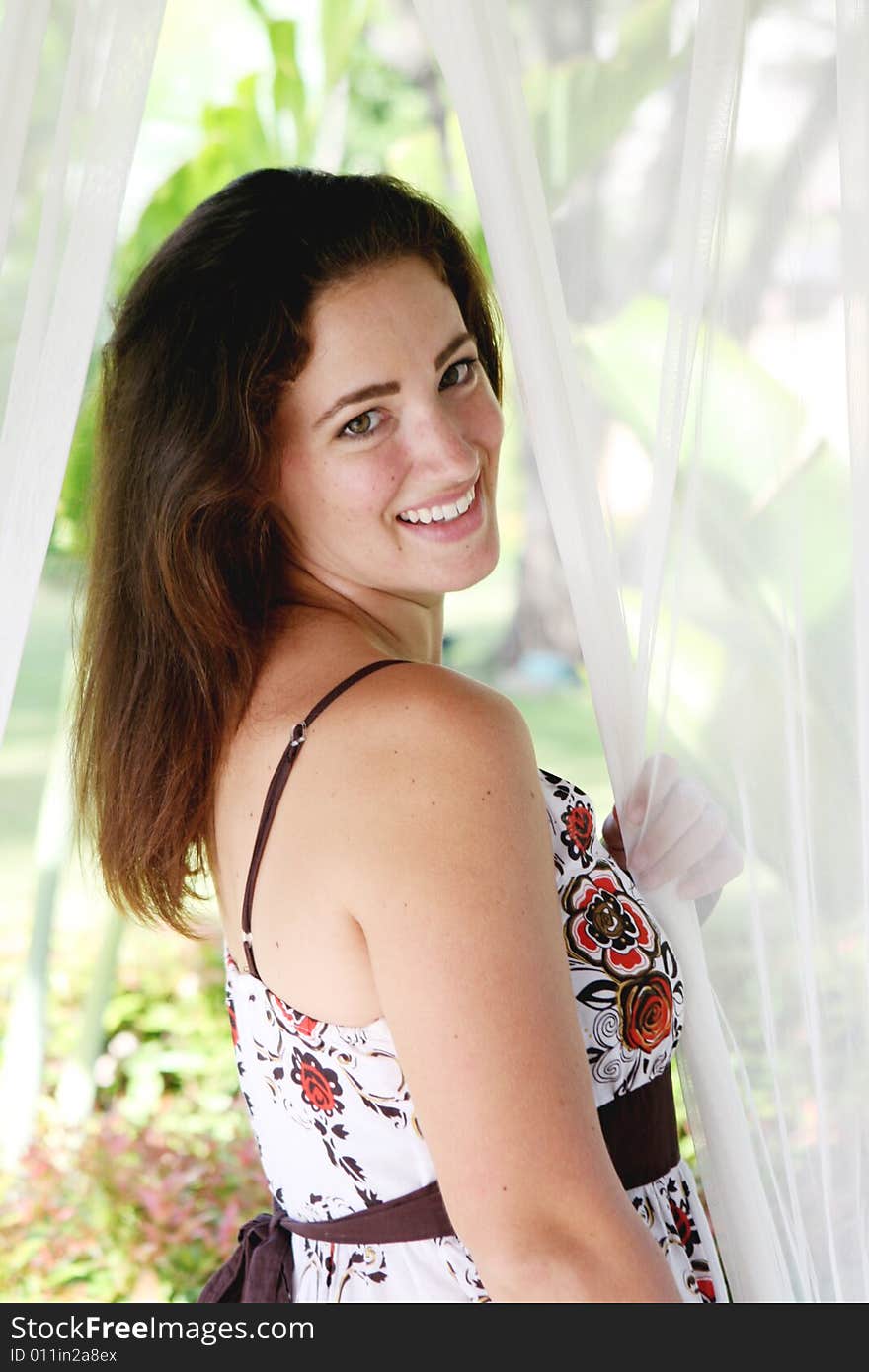 Portrait of a gorgeous young brunette woman.