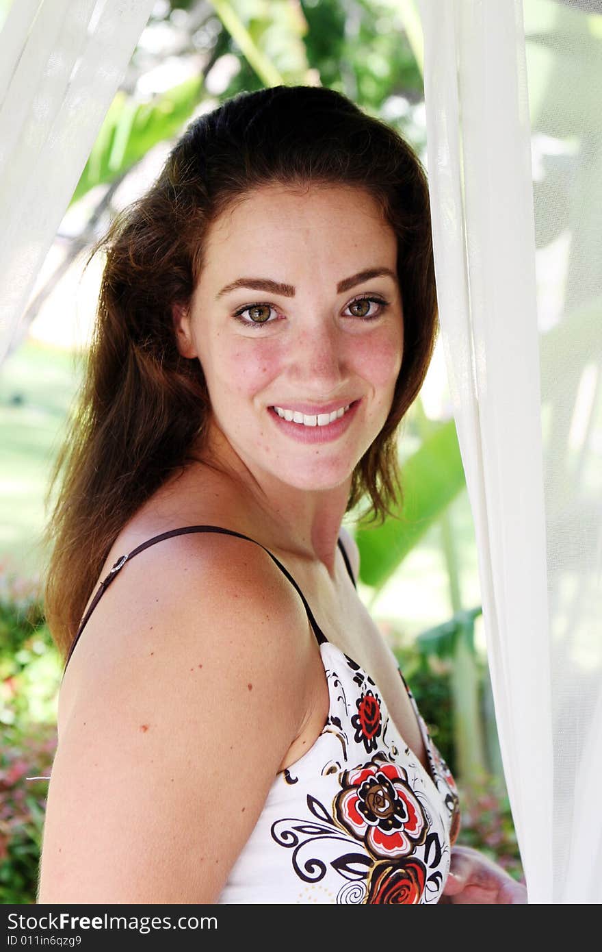 Portrait of a gorgeous young brunette woman.