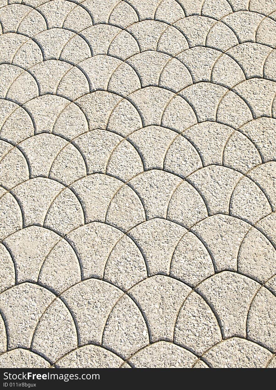 Scalloped seashell gray Pattern on Walking Path. Scalloped seashell gray Pattern on Walking Path