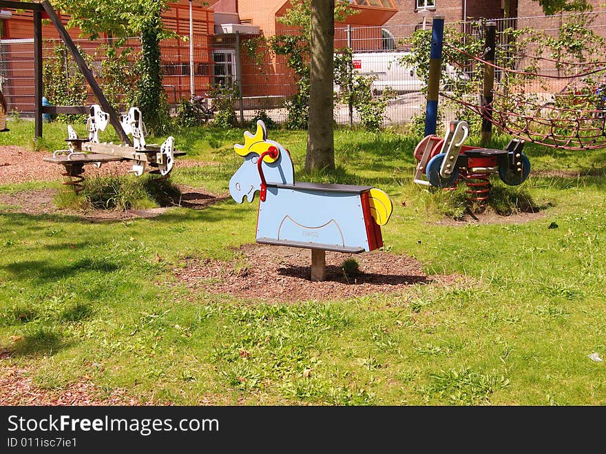 Spring toys at a children playground