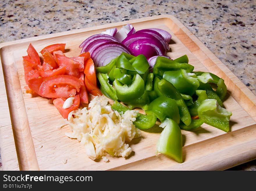 Cooking preparation for a saute. Cooking preparation for a saute