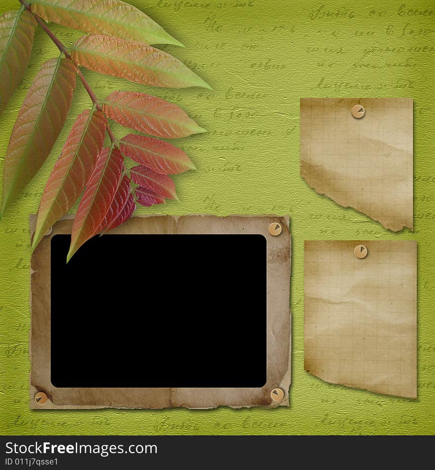 Framework for photo or congratulation. Abstract background with foliage