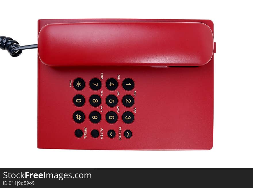 Red phone on a white background