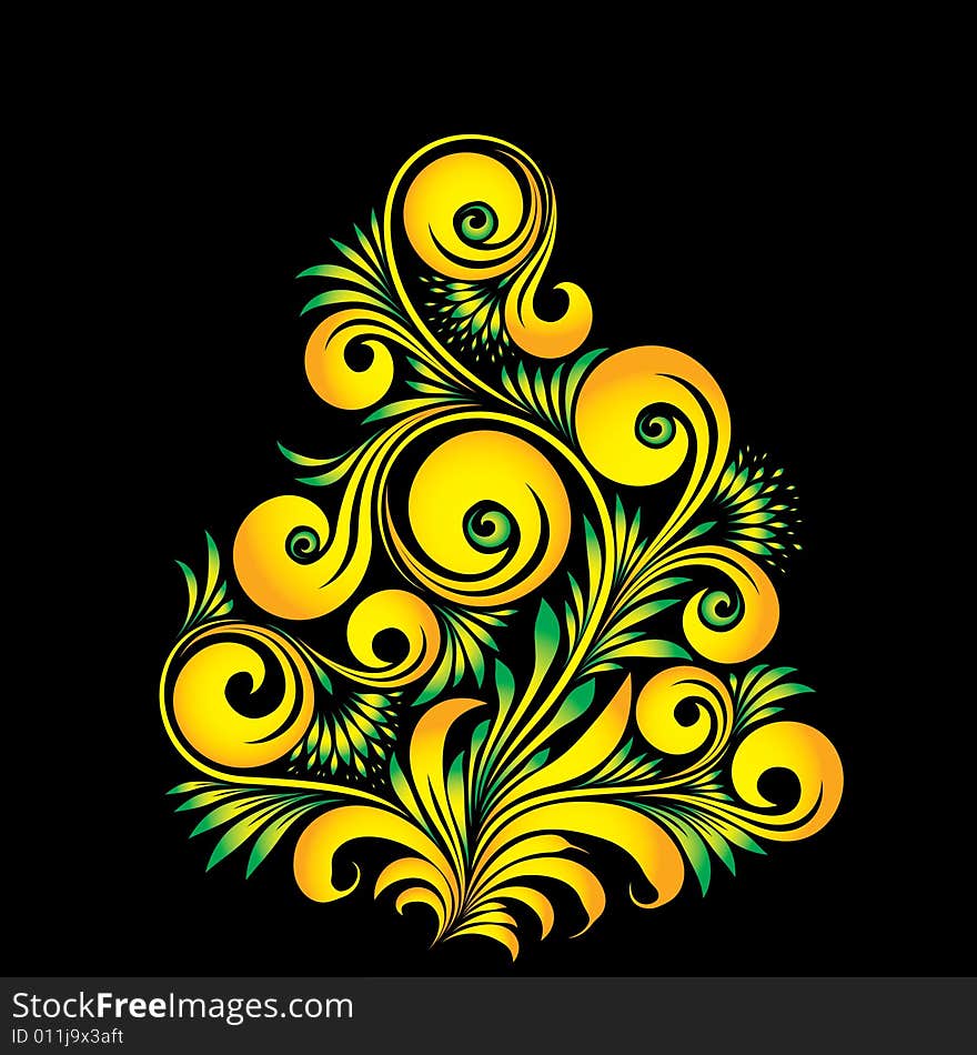 Vector ornament in style of Russian folk art hohloma. Vector ornament in style of Russian folk art hohloma