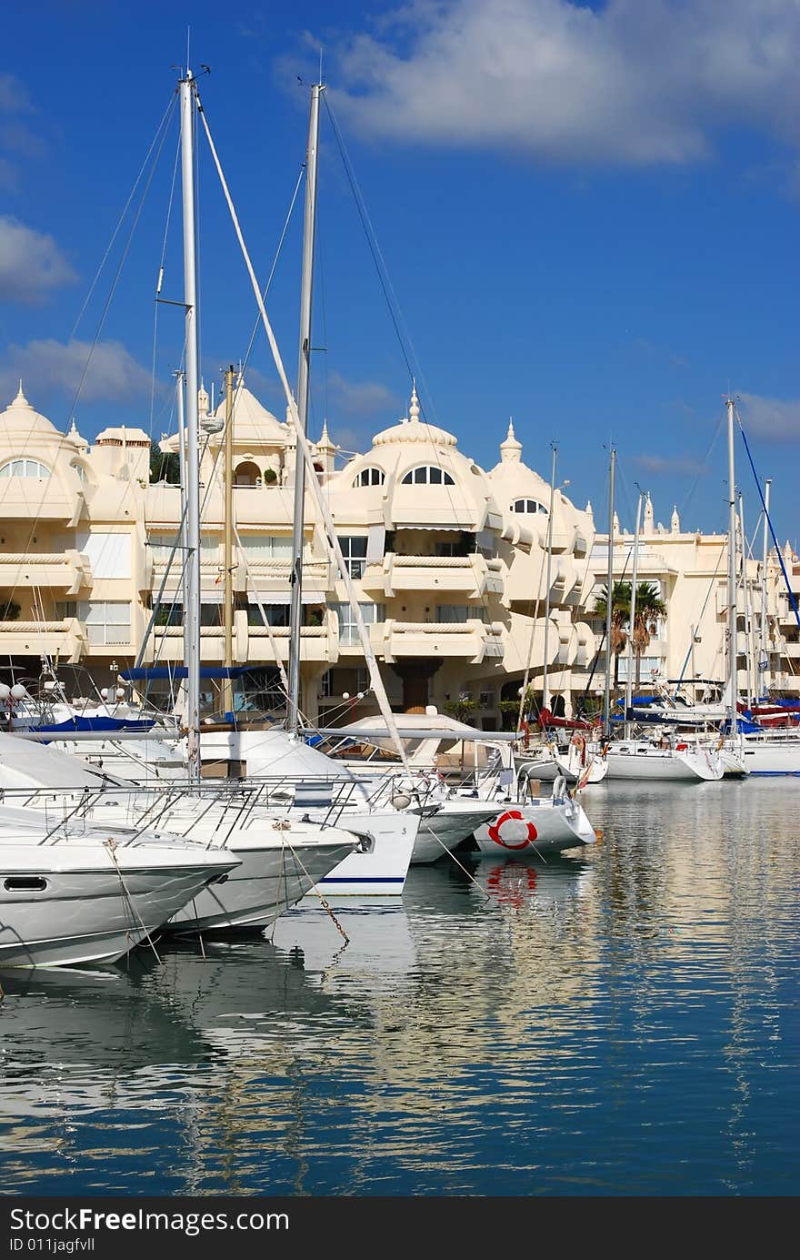 Yachts in a bay on the sea