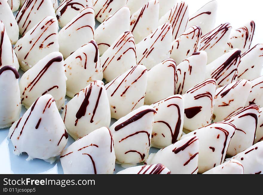 Baking with chocolate on a white background