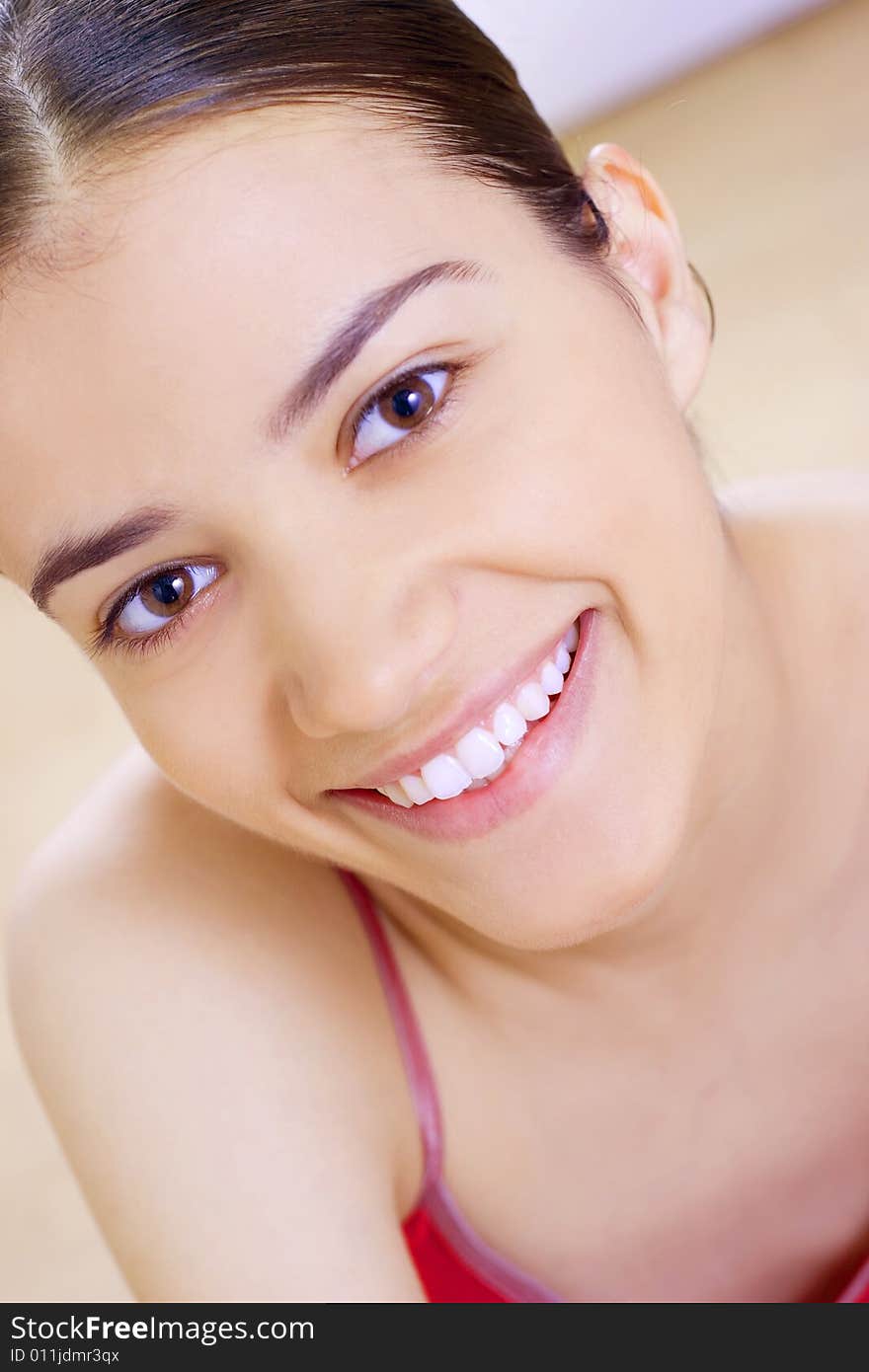 close-up of beautiful soft face smiling