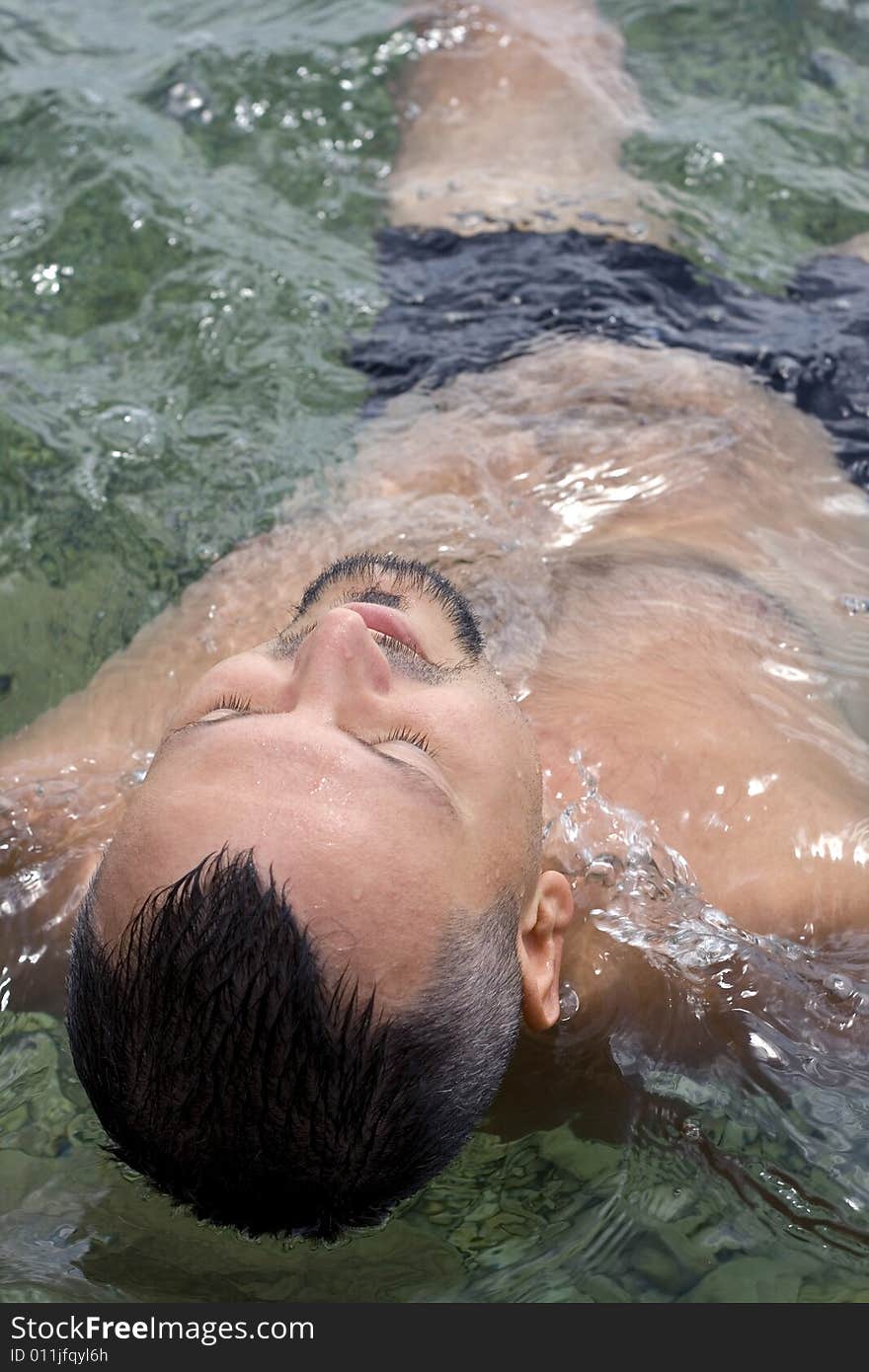 Man swimming in the sea