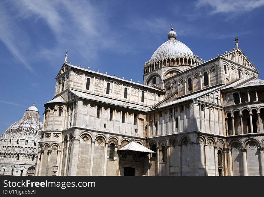 Exterior of the duomo with the baptistry behind