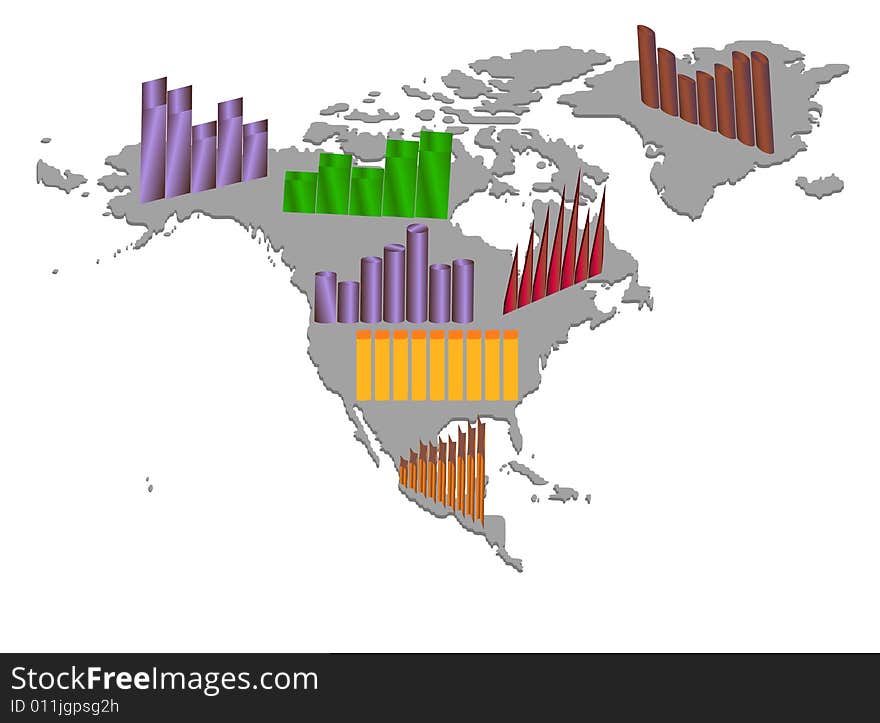 Graphics presentation on American's continent. Graphics presentation on American's continent