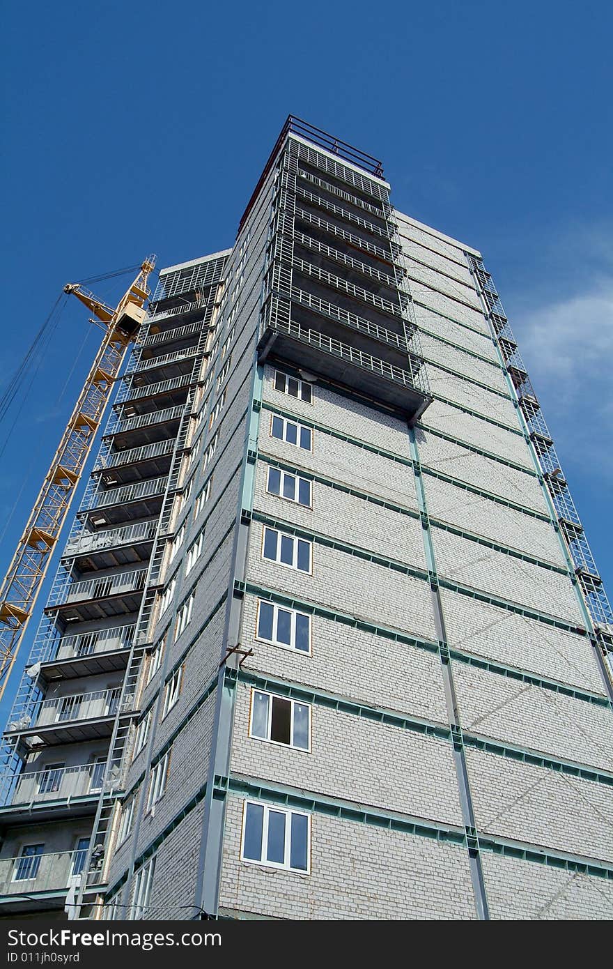 Modern high under construction building