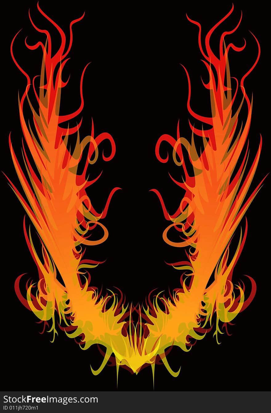 The image of a beautiful fire on a black background.