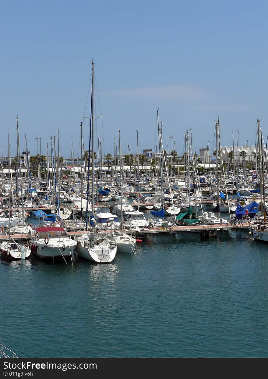 Boats in Port Veel's Port, Barcelona, Spain