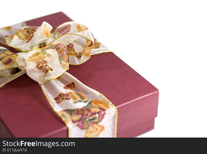 Red gift box with beautiful ribbon