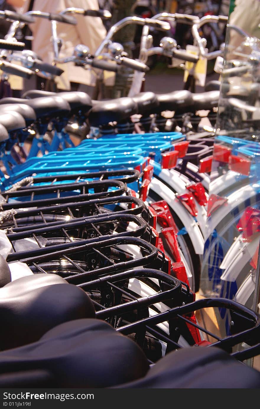 The back side of a row with bicycles