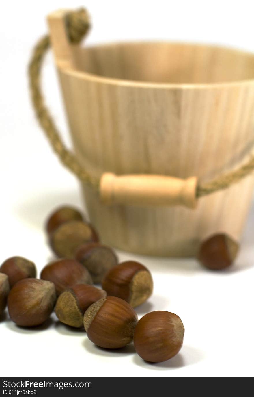 Hazelnuts And Wooden Basket