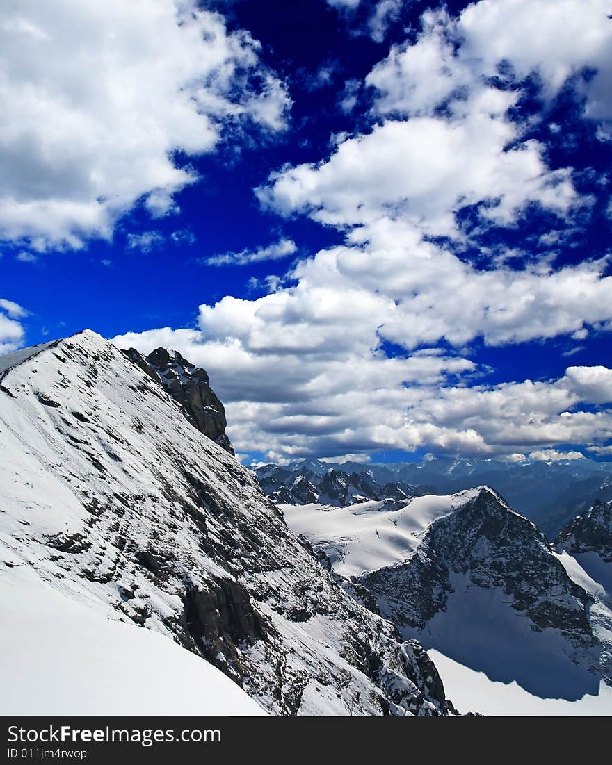 Landscape of a ski resort in Switzerland at summer time