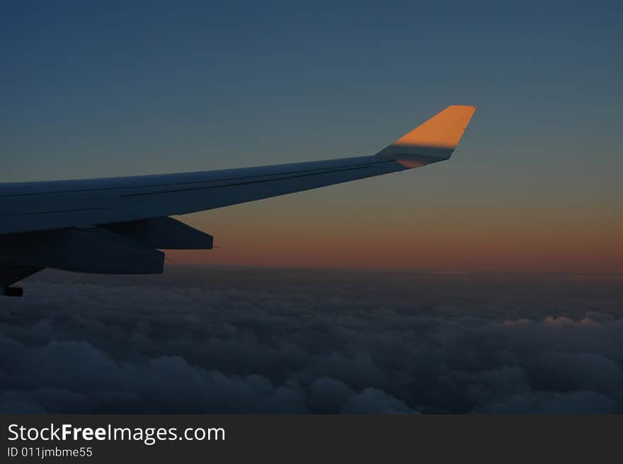 Wing of a pssenger jet during flight