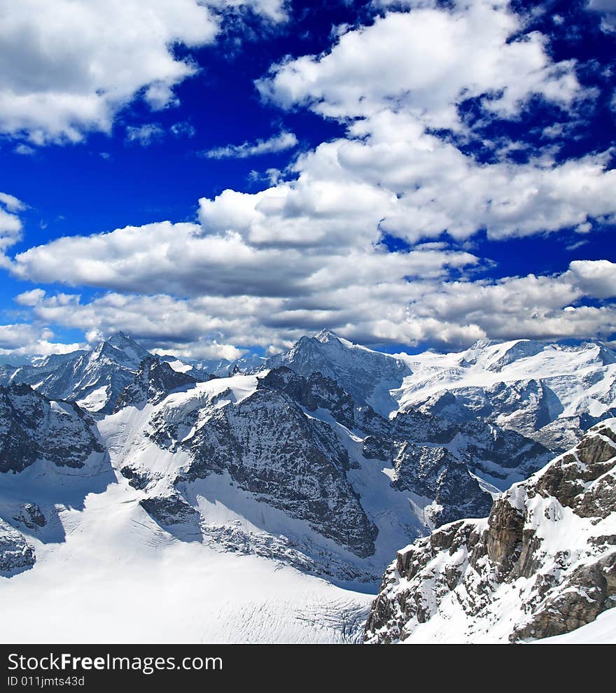 Landscape of a ski resort in Switzerland at summer time