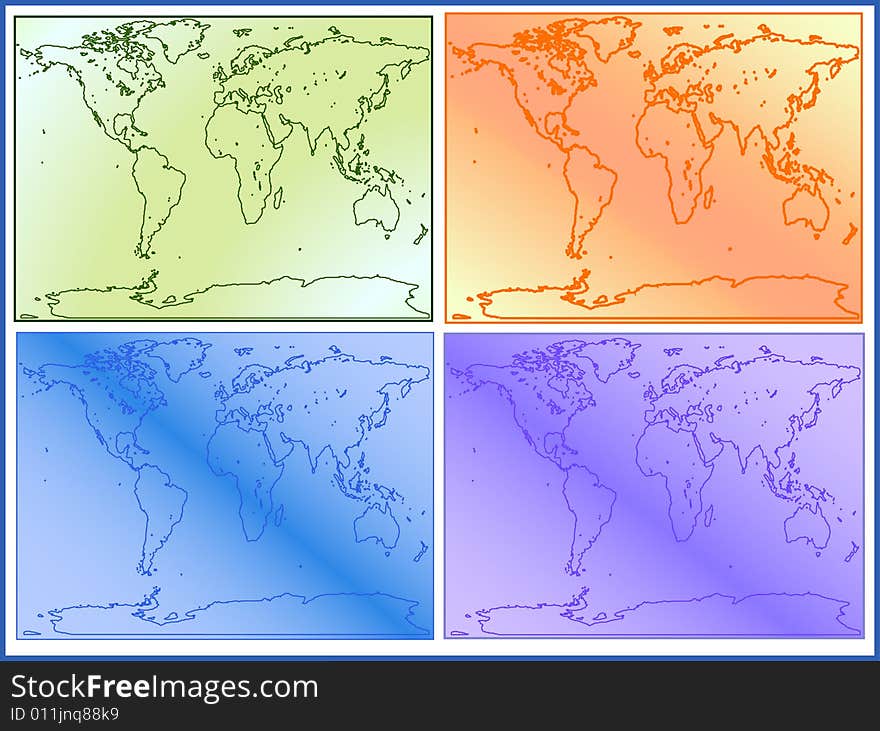 World map in four colors