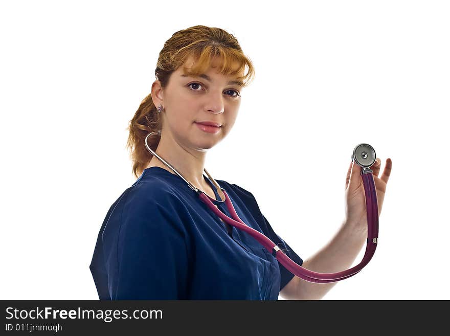 Young female doctor with stethoscope