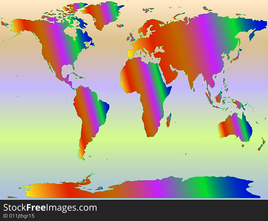 Joyful and amusing  rainbow world map