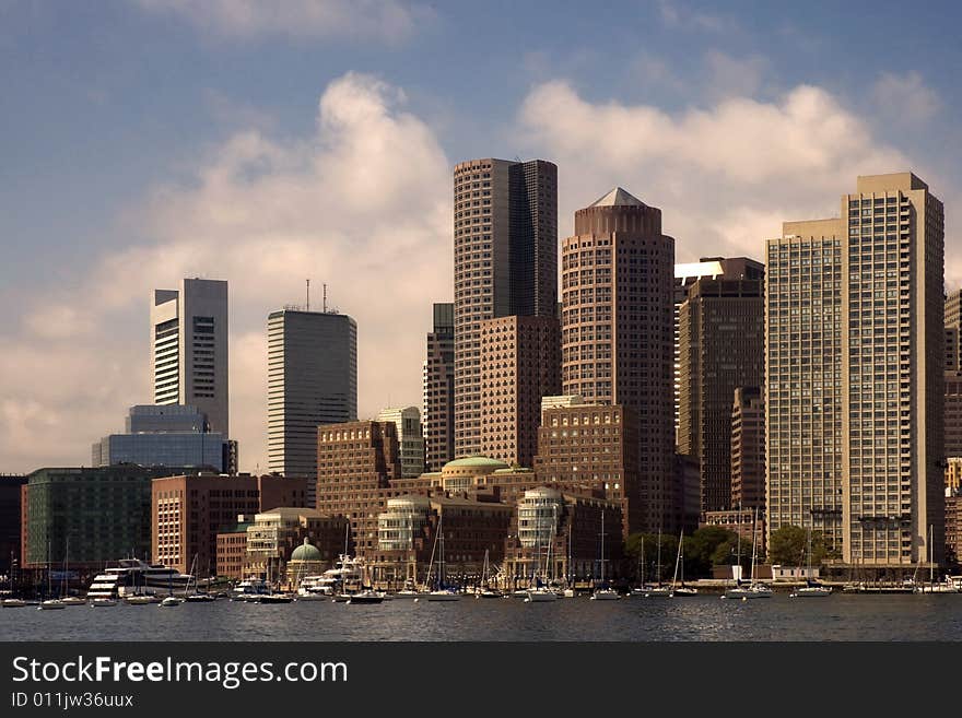 A view of downtown Boston near Rowes Wharf. A view of downtown Boston near Rowes Wharf