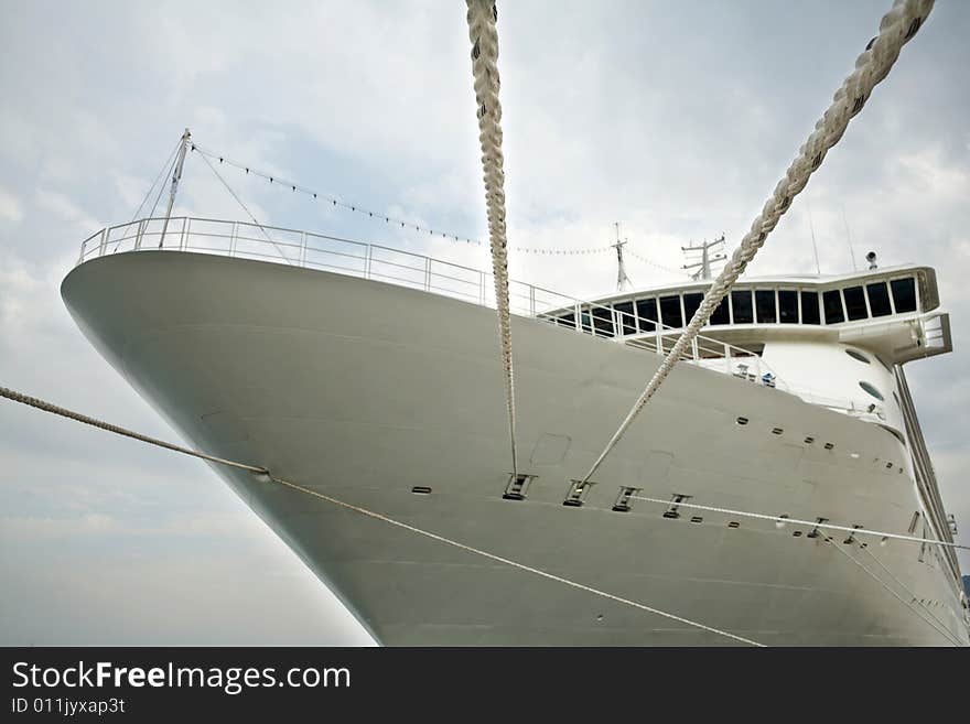 An image of front view of modern cruise liner